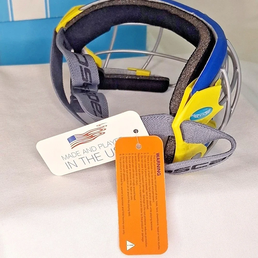 New Cascade Iris Adult Lacrosse Face Mask Adjustable Straps Goggles Blue Yellow